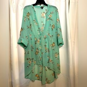 Torrid Beautiful Mint Floral Blouse Size 1